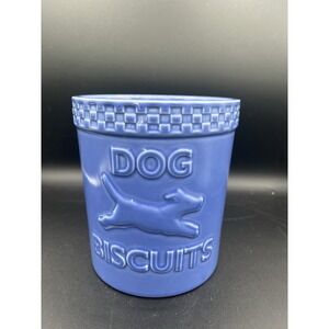 🐾 Longaberger Mulligan Dog Biscuit Canister– Cornflower– USA Pottery – Retired